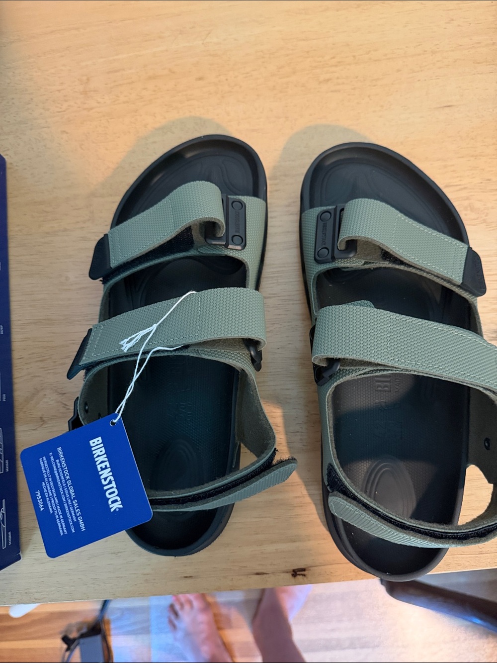 Birkenstock Men's Olive Green Adjustable Two-Strap Sandals